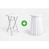 Stretch-Stehtischhusse mit Faltenrock Ø 60 cm, Höhe 110 cm – Weiß